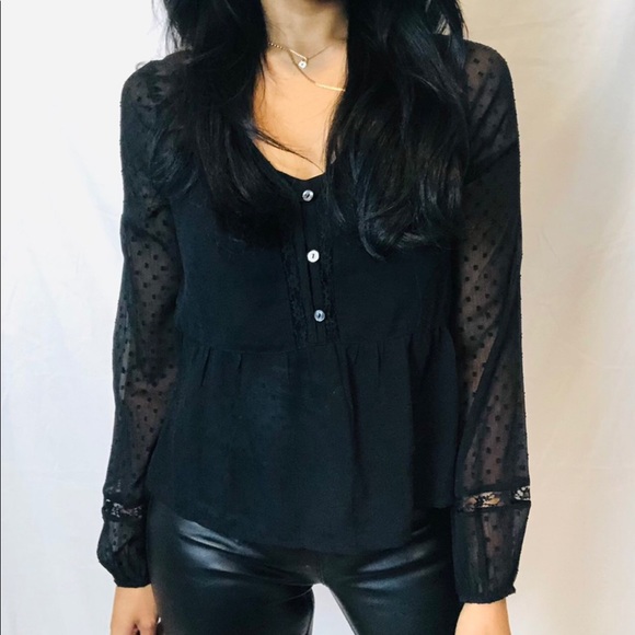 Hollister Tops - Hollister | Classic black sheer boho top